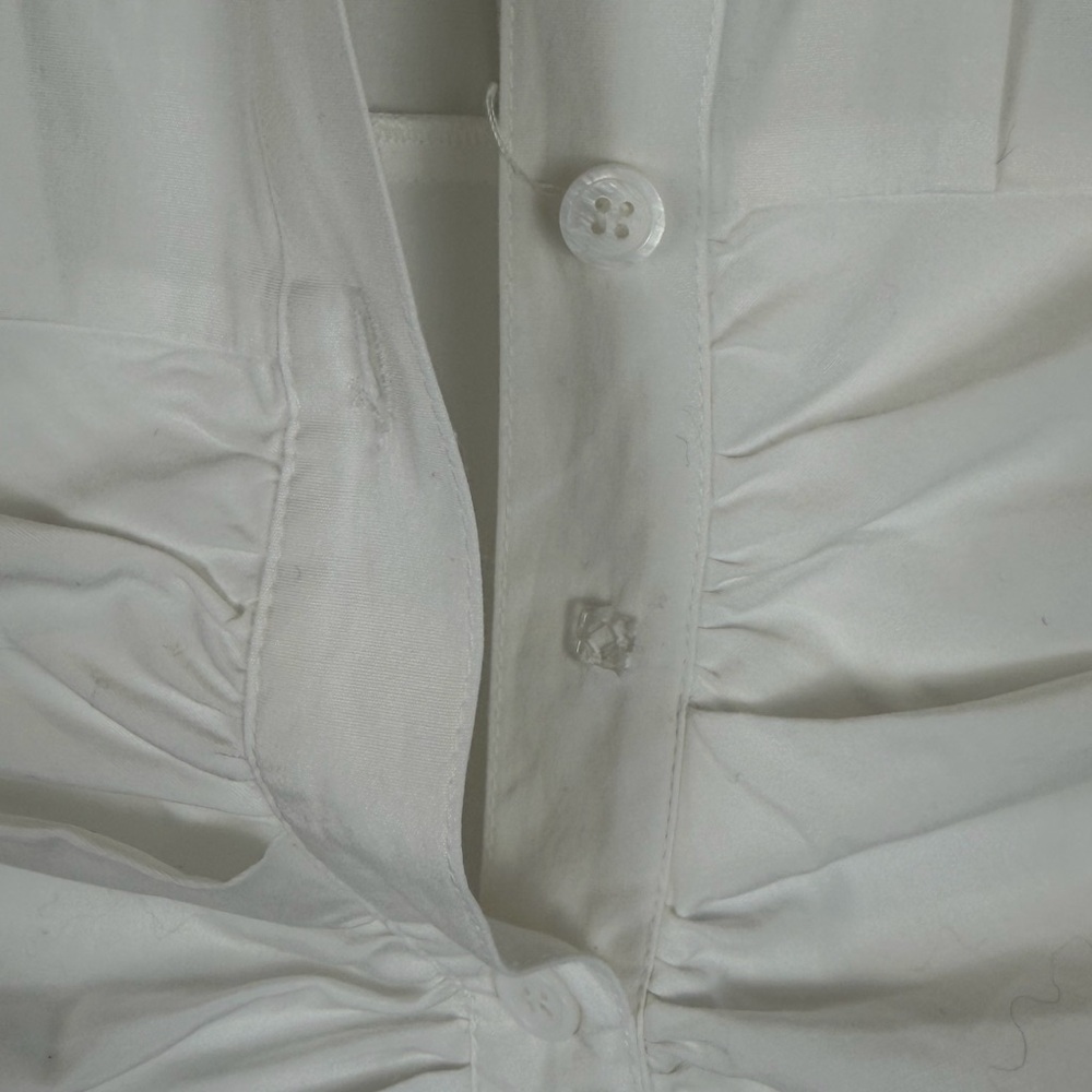 Veronica Beard Bell Ruched Button-Down Dress – Size 6 – White - Picture 11 of 12